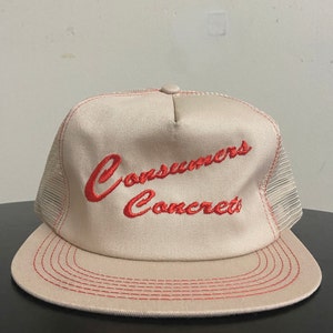 Chapéu snapback de concreto para consumidores vintage, fabricante de máquinas OSFA, década de 1980, 80, marca K, qualidade de caminhoneiro