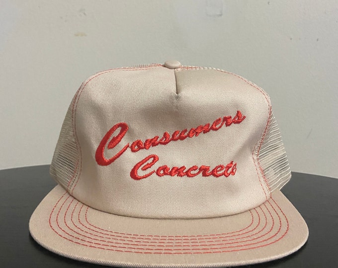 Vintage Consumers Concrete Snapback Hat OSFA Machinery Manufacturer 1980s 80s K Brand Trucker Quality