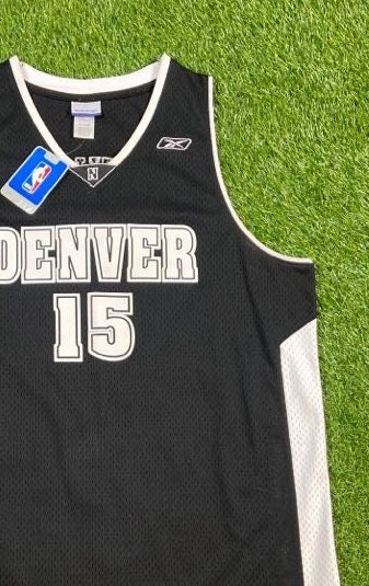 NBA Denver Nuggets Carmelo Anthony 15 Reebok White Blue Sewn Jersey Men XL  +2