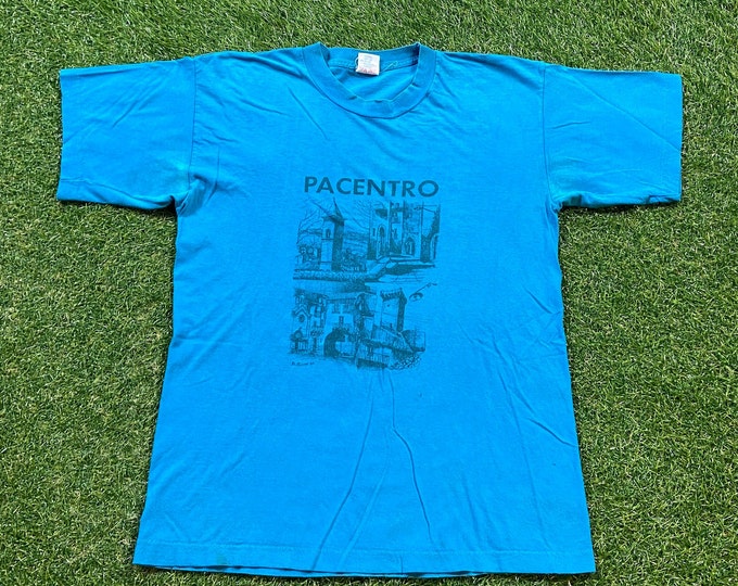 Vintage Pacentro T Shirt Tee Biesseci Size Medium M Italia Rome Commune Sulmona Italy Europe 1990s 90s