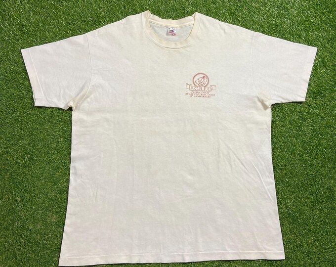 Vintage Pacific Coast Rugby Football Union 25th Anniversary T Shirt Tee Made USA Size XXL 2XL NFL Football Classic Sport 1990s 90s