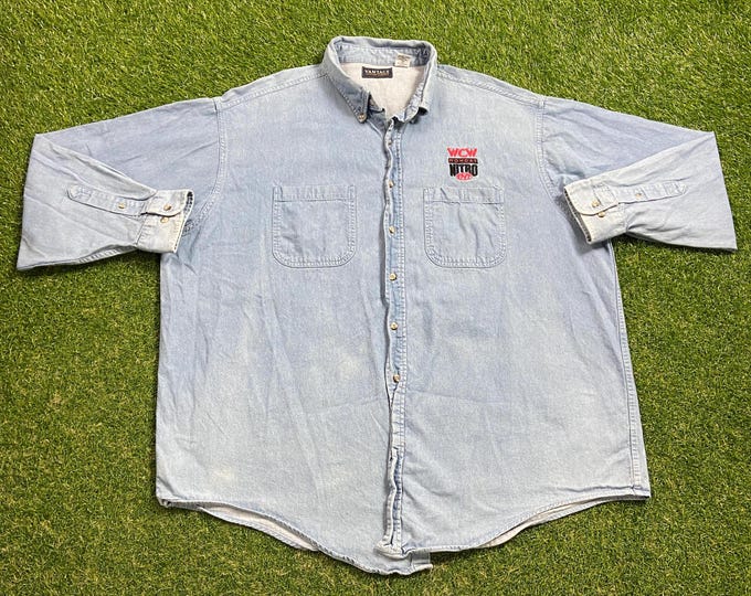 Vintage WCW Monday Nitro TNT Button Down Shirt Size 2XL Wwe World Wrestling Entertainment WWF Dwyane The Rock Johnson Steve Austin 00s