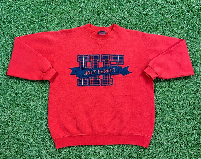 Vintage Holy Family Crewneck Sweatshirt Soffe Made USA Size Youth XL Jesus Church Sunday Service Christian Pull Over Small