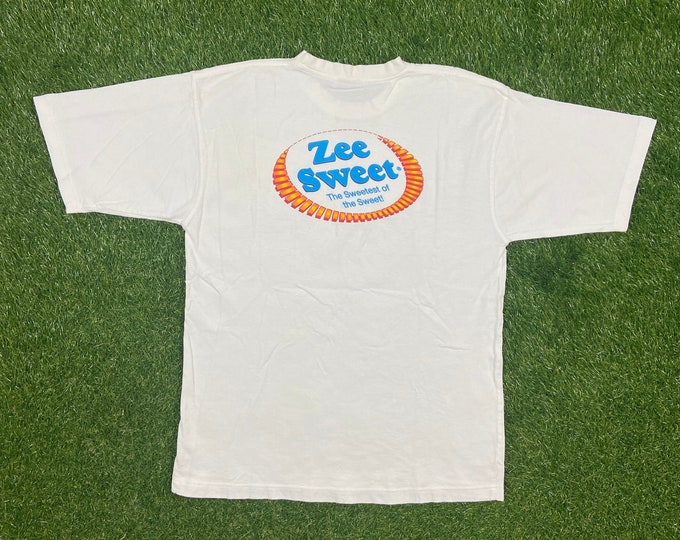 Vintage Zee Sweet T Shirt Tee Johnny Bobbin Size Medium M The Sweetest of the Sweet 1980s 80s Candy Snack