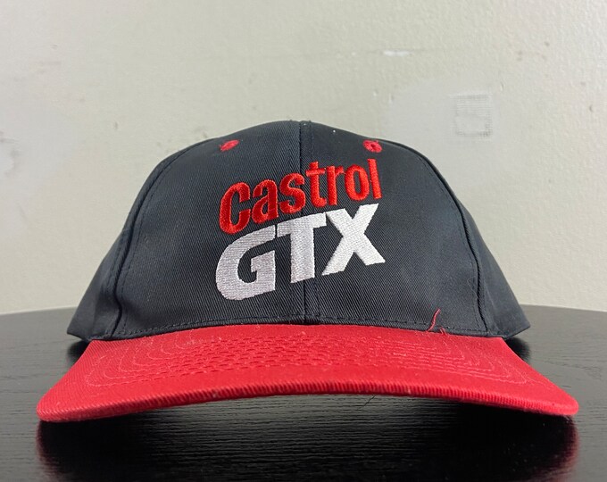 Vintage Castrol GTX Snapback Hat OSFA Oil Gas Motor Speedway Racing Classic Rare NASCAR Daytona 500 1990s 90s