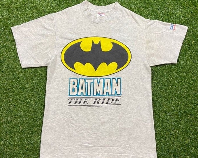 Vintage Batman The Ride T Shirt Tee Jays Made USA Size Medium M Tim Burton Superhero 1980s 80s Movie Joker Dark Knight