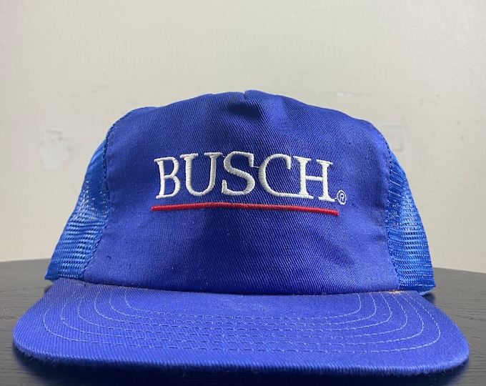 Vintage Busch Snapback Hat Made USA OSFA Drink Alcohol Party Night Life Classic Beer Brewery 1990s 90s