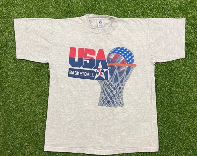 Vintage Olympic Team USA Dream Team T Shirt Tee Logo 7 Size Large L NBA Basketball 90s 1990s 1992 Olympics Rare