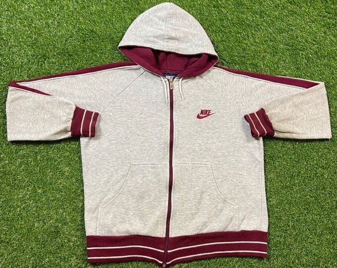 Vintage Nike Hoodie Sweatshirt Size Medium M Just Do It Classic Air Jordan Nike Swoosh Check Logo 1980s 80s