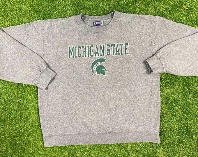Vintage Michigan State University Sweatshirt Crewneck Gear Sports Size Large NCAA Football Spartans Detroit 80s 90s Classic Comfy 1990s MSU