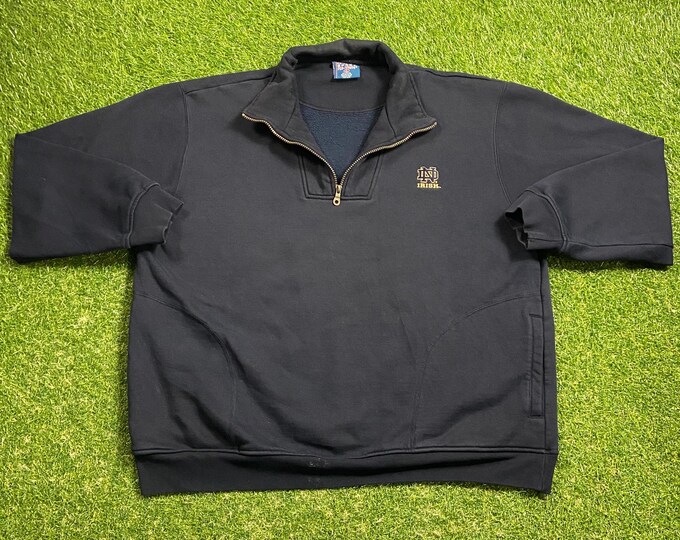 Vintage Notre Dame University Sweatshirt Size Xtra Large XL NCAA College Football Fighting Irish 1990s 90s Pull Over Oversized