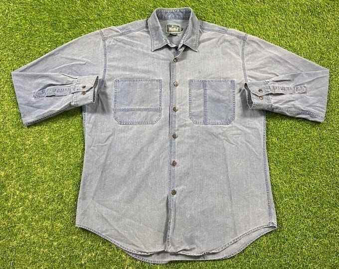 Vintage Woolrich Button Down Shirt Size Large L Outdoor Quality Warm Hunting Shirt Winter Fashion 1990s 90s