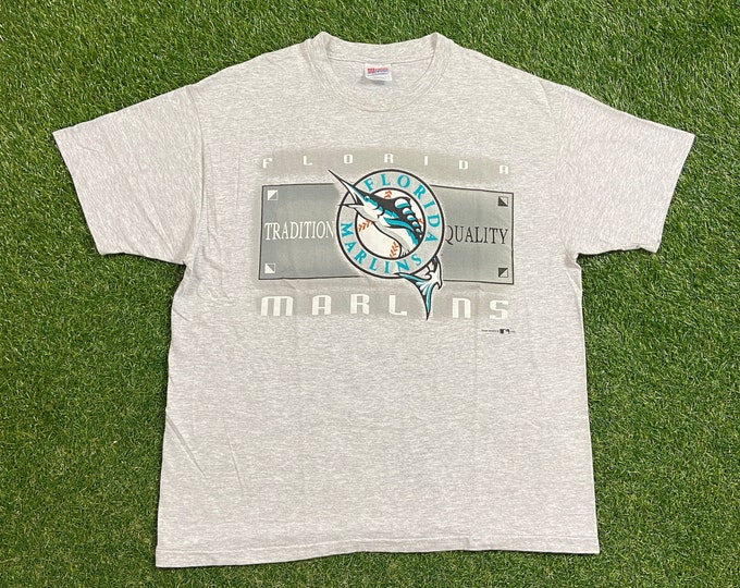 Vintage Florida Marlins T Shirt Tee Made Usa Size Xtra Large XL MLB Baseball National League Miami 305 FL 1990s 90s Classic
