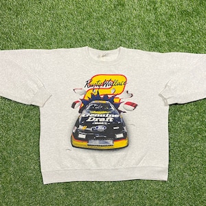 Bluza z okrągłym dekoltem Vintage Rusty Wallace #2 Nutmeg Mills Made USA Rozmiar Xtra Large XL Samochód wyścigowy NASCAR Daytona 500 Klasyka lat 90.