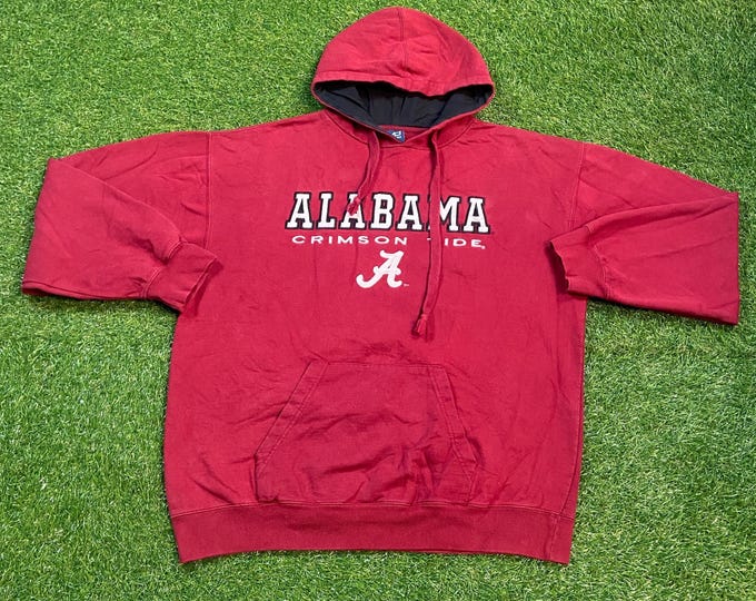 Vintage University of Alabama Crimson Tide Hoodie Sweatshirt Size Xtra Large XL NCAA College Football Roll Tide 1990s 90s Pull Over