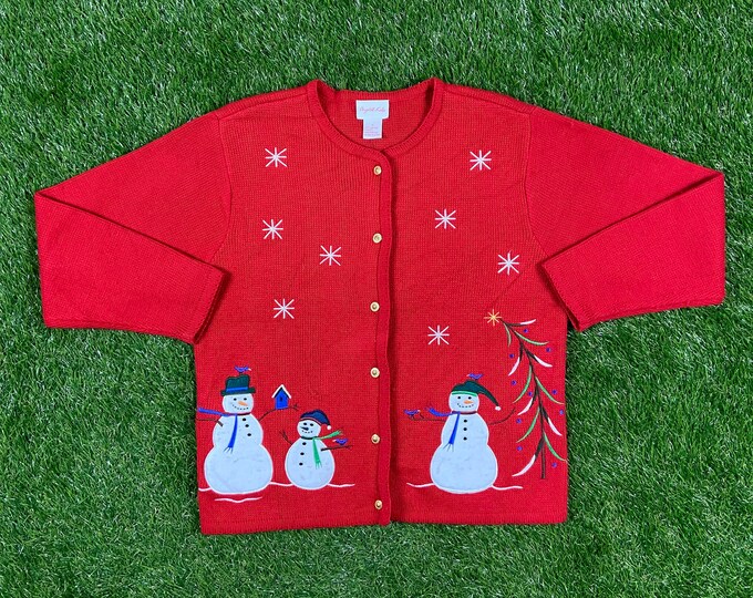 Ugly Snowmen Christmas Sweater Vintage Tacky Holiday Party Merry Santa Classic Size Small Xmas 90s 80s Cozy S Crystal Kole