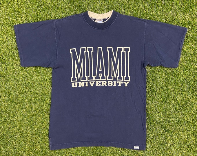 Vintage Miami University T Shirt Tee Gear For Sports Made USA Size Medium M NCAA College Football Oxford Ohio Cleveland