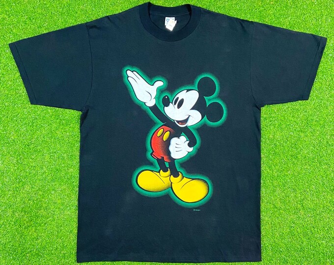 Vintage Disney Mickey Mouse Tee T Shirt Velva Sheen Xtra Large Made USA 1990s Walt Disney World Oversized Steamboat Willie New With Tags XL