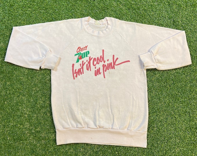 Vintage Cherry 7 Up Crewneck Sweatshirt Anvil Made USA Size Medium M Dr Pepper Sprite Lemon Lime Lebron James 1990s 90s Pull Over Overiszed