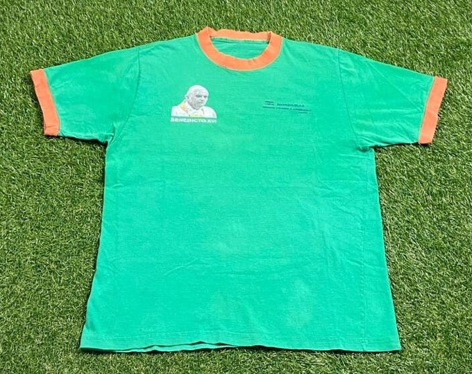 Vintage Pope John Paul II T Shirt Tee Size Small S Honduras Catholicism Church Sunday Service Salvation Praise Jesus 00s