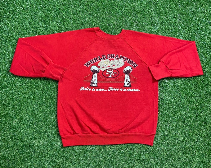 Vintage San Francisco 49ers Crewneck Sweatshirt Made USA Size Medium M NFL Football Montana Rice California 1990s 90s Pull Over Oversized