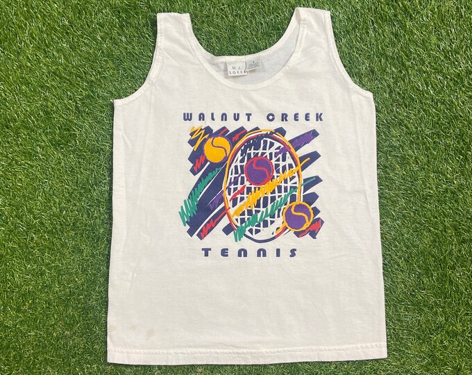 Vintage Walnut Creek Tennis Tank Top T Shirt Tee Size Small S US Open Wimbledon Serena Williams Andre Agassi 1990s 90s