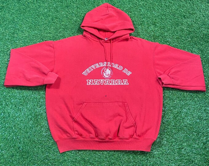 Vintage Universidad de Navarra Hoodie Sweatshirt Size Large L Spain Europe University College Overseas 1990s 90s Pull Over Oversized