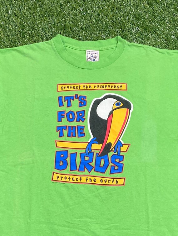 Vintage It's For the Birds T Shirt Tee Made USA Size XL Protect the Rainforest Protect the Planet Earth Day Green Pollution 1990s 90s View 4