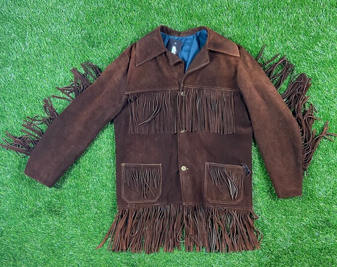 Vintage Handmade Western Style Fringe Jacket Size Xtra Large XL Genuine Leather