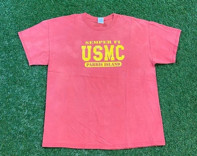 Vintage USMC Semper Fi T Shirt Tee Gildan Size Xtra Large XL Marines Army United States Military Veteran 1990s 90s