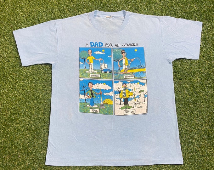 Vintage A Dad for All Seasons T Shirt Tee Made USA Size XXL 2XL Fathers Day Padre Pere Papa Family Funny Saying Comical 1990s 90s