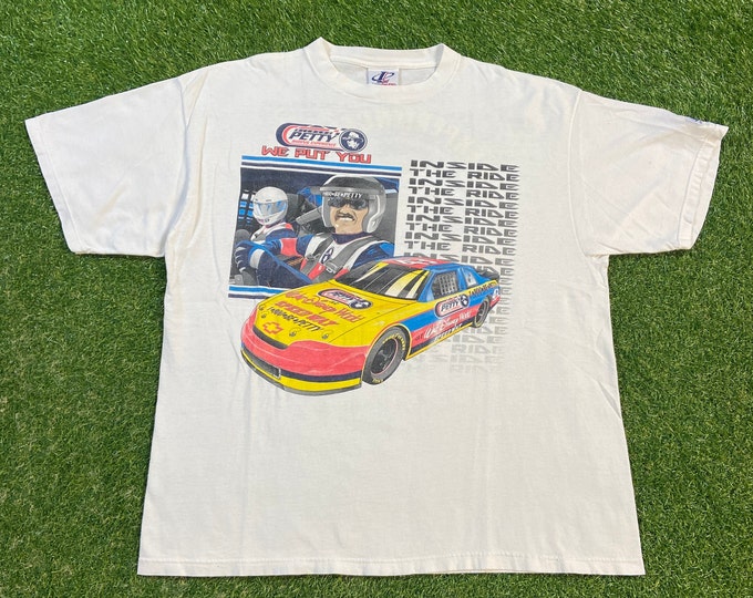 Vintage Richard Petty #43 T Shirt Tee Logo Athletic Made USA Size Xtra Large XL NASCAR Racing Daytona 500 1990s 90s