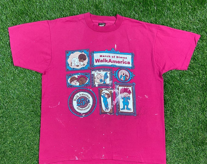 Vintage Walk America March of Dimes 25th Anniversary T shirt Tee Fruit of the Loom Made USA Size Xtra Large XL Nonprofit Charity