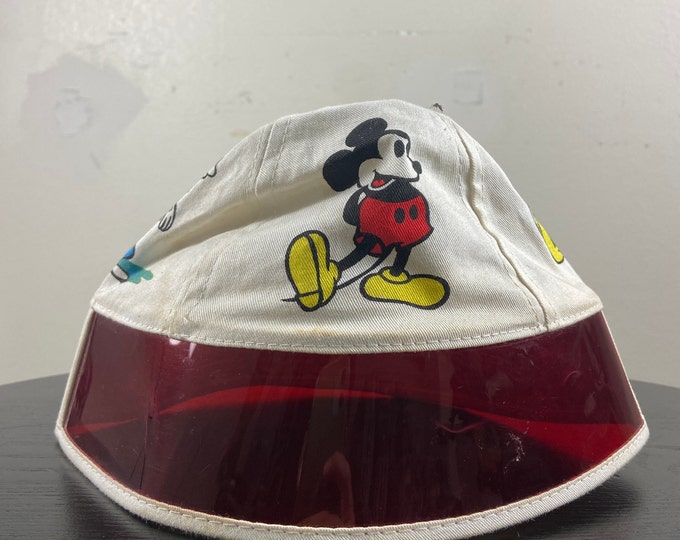 Vintage Walt Disney World Bucket Hat Cap Size Large Fits Small Magic Kingdom Epcot Center Disneyland Mickey Mouse Goofy Donald Duck 70s Kids