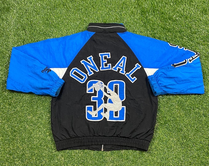 Vintage Shaquille O'Neal Windbreaker Jacket Reebok Size Large L NBA Basketball Orlando Magic Los Angeles Lakers Light Rain Coat 1990s 90s