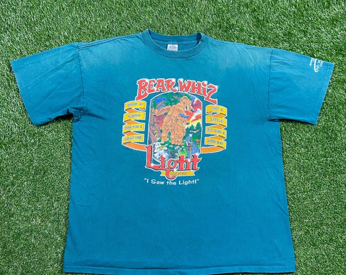Vintage Bear Whiz Light Beer T Shirt Tee Eagle Made USA Size XXL 2XL Brew Beer Ohio