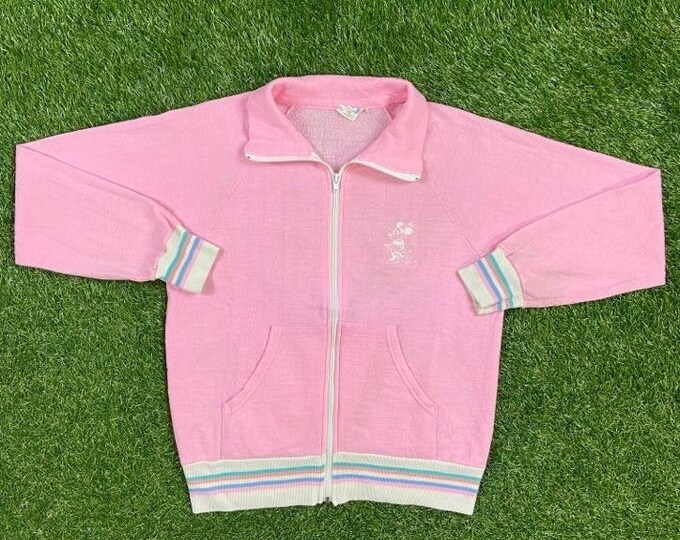 Vintage Minnie Mouse Track Sweatshirt Disney Casuals Size Medium M Walt Disney World Magic Kingdom WDW Disneyland Mickey Mouse