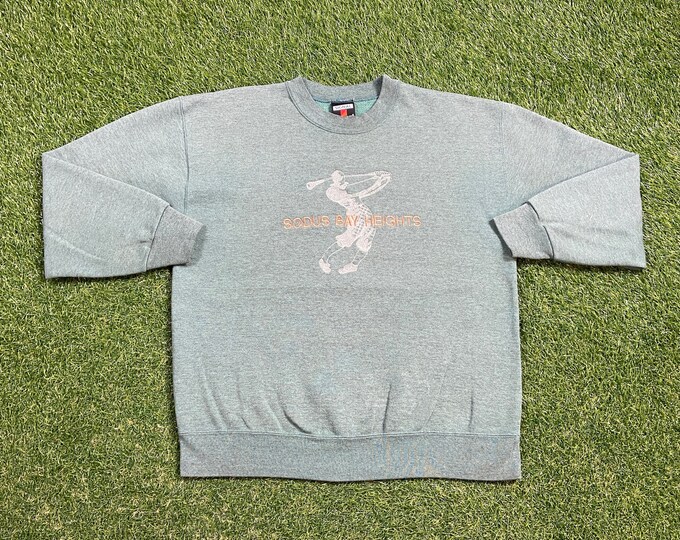 Vintage Sodus Bay Heights Crewneck Sweatshirt Made USA Size Large L US Open Golf Tiger Woods 1990s 90s Pull Over Oversized