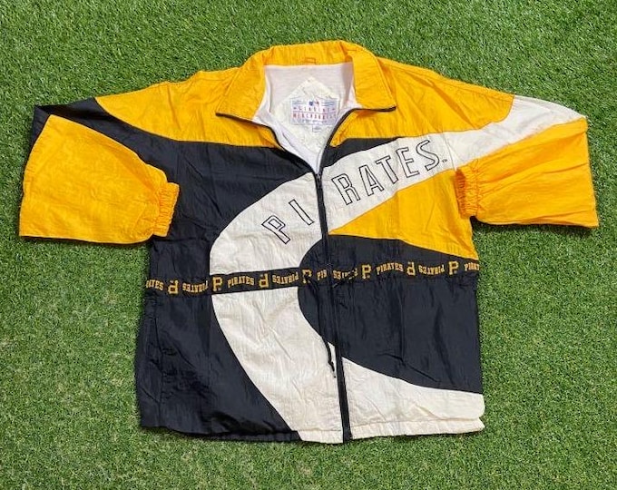 Vintage Pittsburgh Pirates Windbreaker Jacket Size Large L MLB Baseball Classic Pennsylvania Clemente Light Rain Coat 1990s 90s