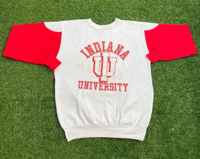 Vintage Indiana University Hoosiers Crewneck Sweatshirt Size Small S NCAA College Basketball IU Classic Pull Over Oversized 1990s 90s