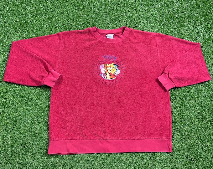 Vintage Winnie the Pooh Crewneck Fleece Sweater The Disney Store Size Medium M Walt Disney World Wdw Disneyland 1990s Pull Over Oversized
