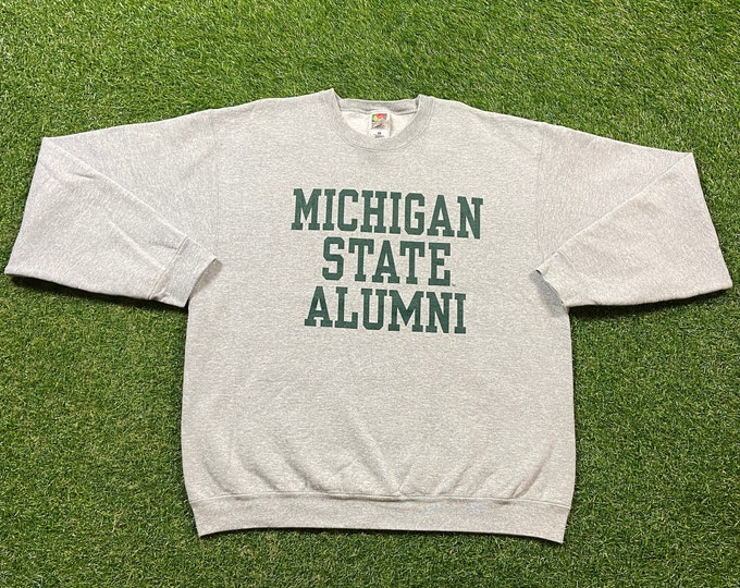Vintage Michigan State University Crewneck Sweatshirt Size Xtra Large XL NCAA College Football Spartans Detroit Classic MSU Pull Over