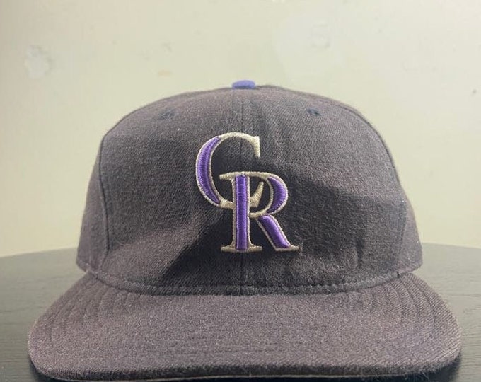 Vintage Colorado Rockies Fitted Hat New Era Made USA Size 7 1/2 MLB Baseball Denver 1990s 90s Cap