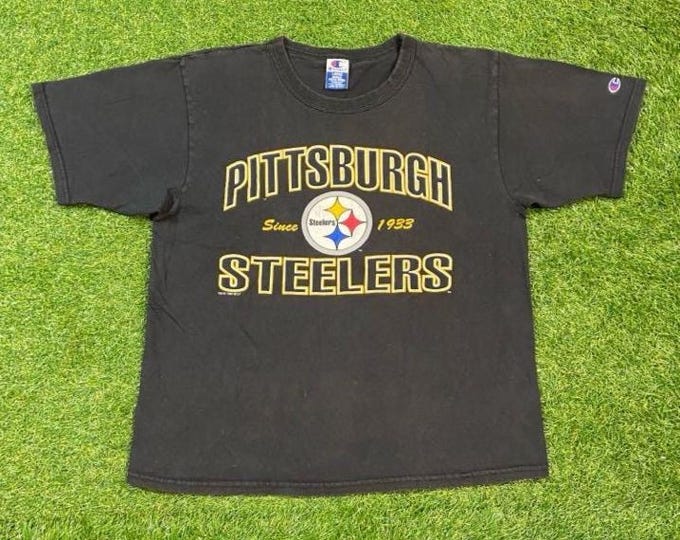 Vintage Pittsburgh Steelers T Shirt Tee Champion Size Large L NFL Football Steel Curtains Pennsylvania 1990s 90s