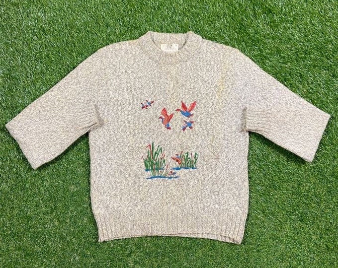 Vintage Lord Jeff Knitted Crewneck Sweater Pull Over Made USA Size Medium M Quality 90s Comfortable Fit 1990s Original Fall Winter Warm Cozy