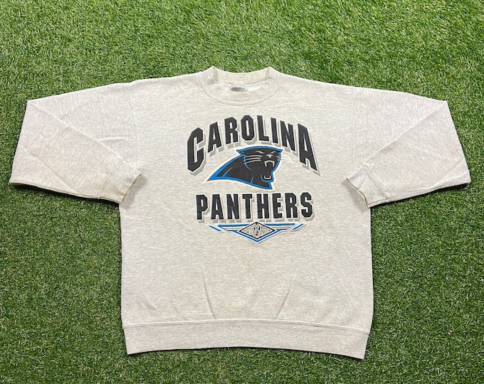 Vintage Carolina Panthers Crewneck Sweatshirt Oneita Made USA Size Large L NFL Football NFC 1990s 90s Pull Over Oversized