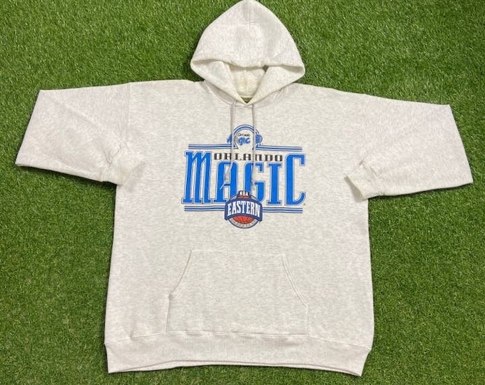 Vintage Orlando Magic Hoodie Sweatshirt Made USA Size Xtra Large XL NBA Basketball Magic Basketball McGrady Shaq Penny 1990s 90s Pull Over