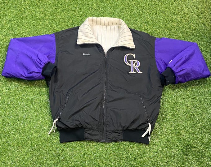 Vintage Colorado Rockies Reversible Jacket Columbia Size Large L MLB Baseball Denver Rocky Mountains 1990s 90s