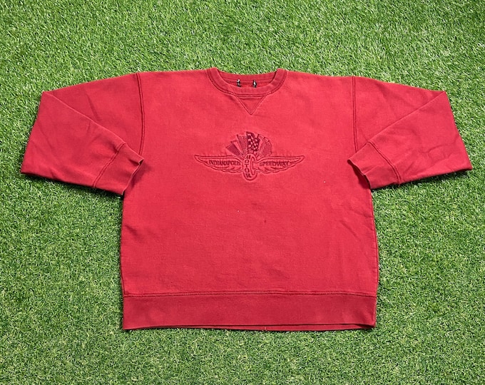 Vintage Indianapolis Motor Speedway Crewneck Sweatshirt Size Xtra Large XL NASCAR Daytona 500 All Over Racing 1990s 90s Pull Over Oversized