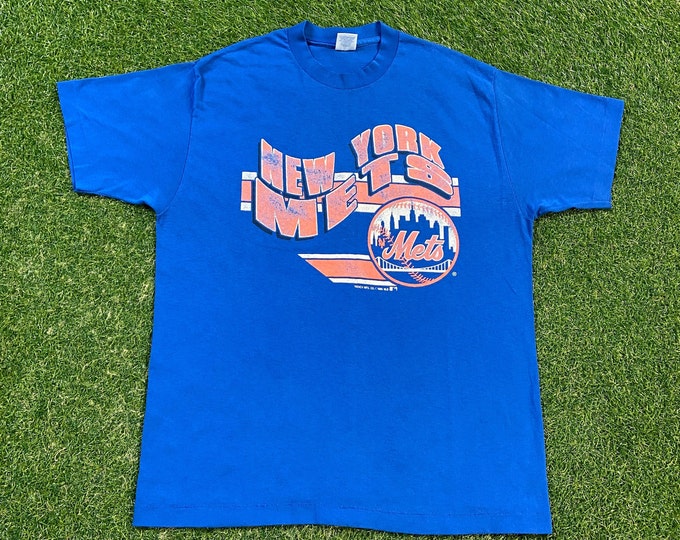 Vintage New York Mets T Shirt Tee Trench Made USA Size Xtra Large XL MLB Baseball Classic Queens Ny Shea Stadium Mr Met Big Apple 1990s 90s